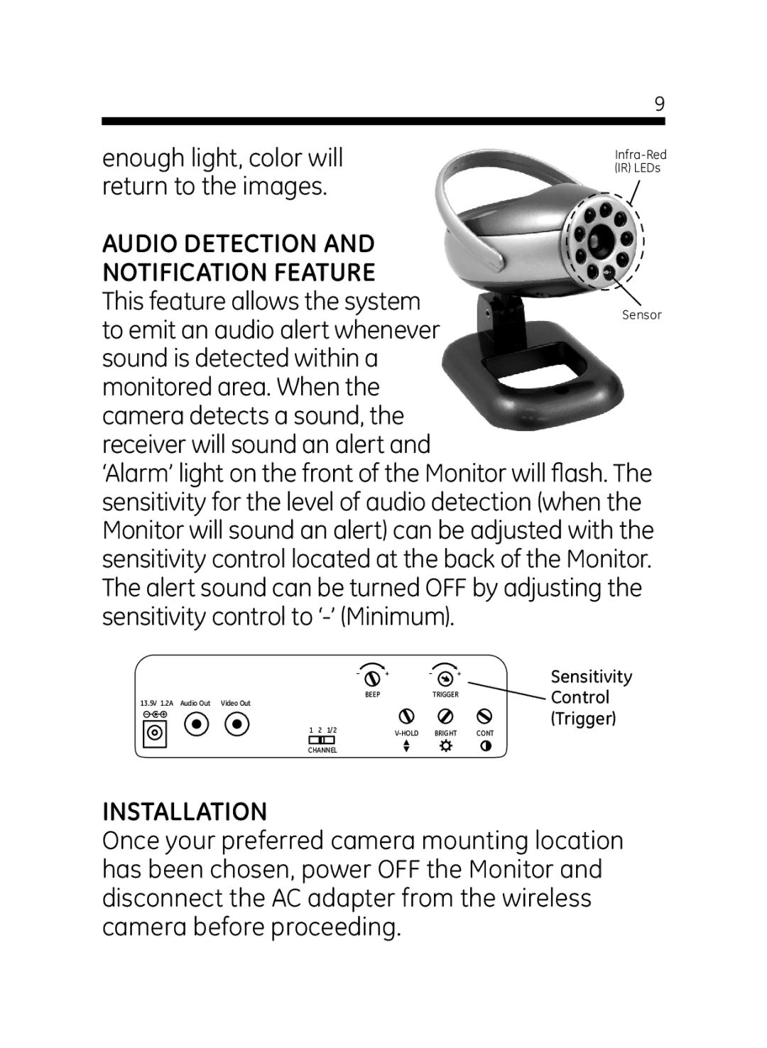 Jasco 45235 user manual Audio Detection Notification Feature, Installation 