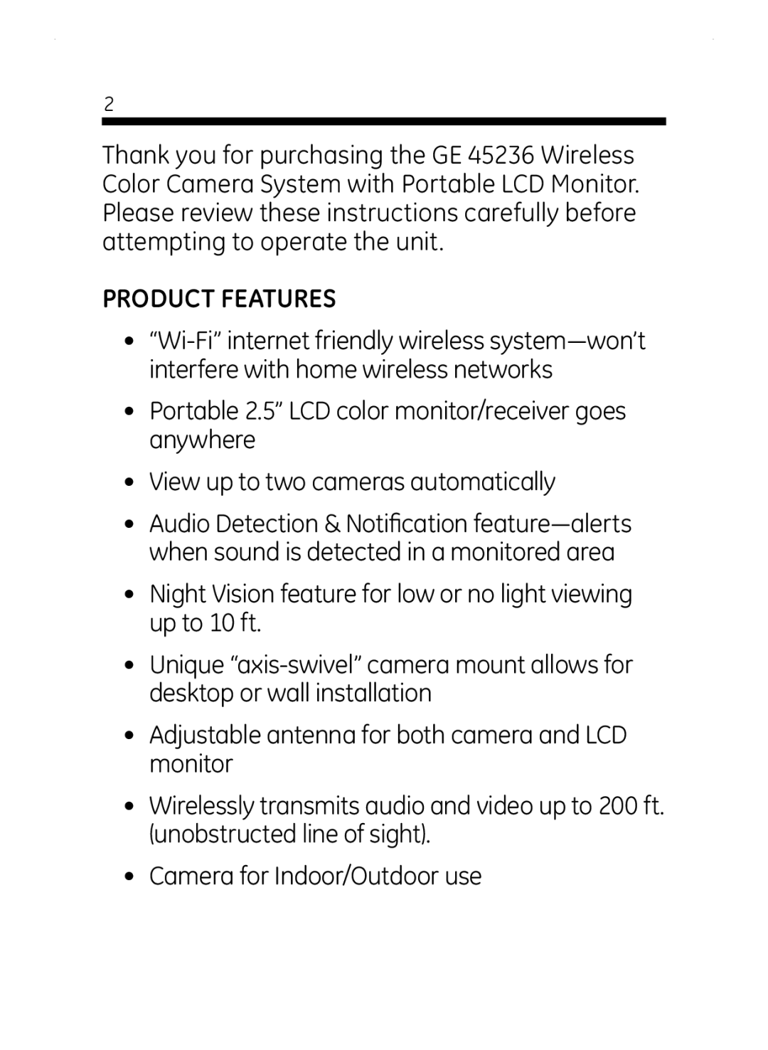 Jasco 45236 user manual Product Features 