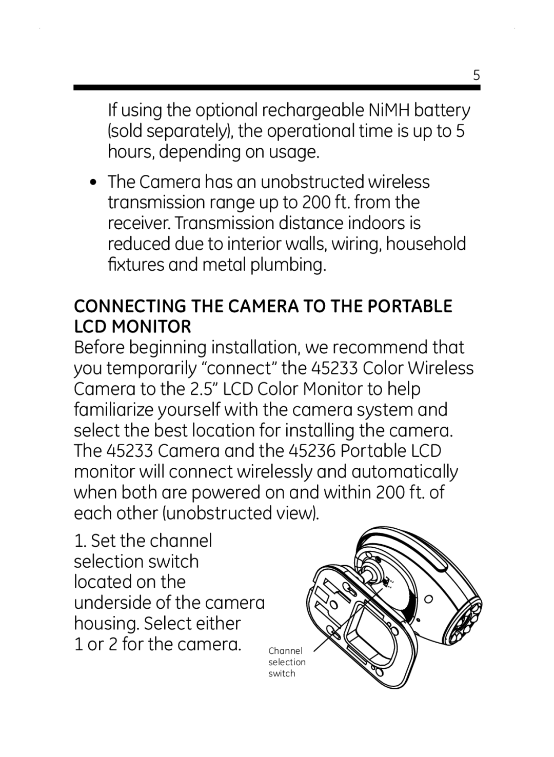 Jasco 45236 user manual Connecting the Camera to the Portable LCD Monitor 