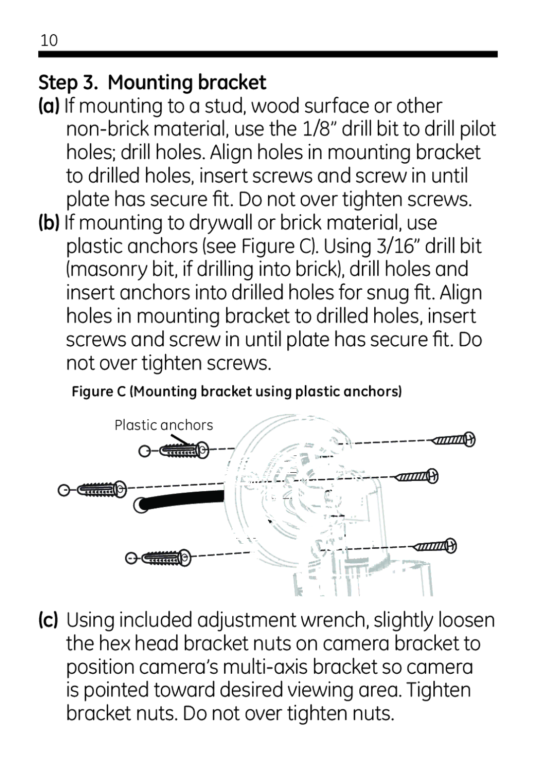 Jasco 45245 user manual Mounting bracket, If mounting to a stud, wood surface or other 