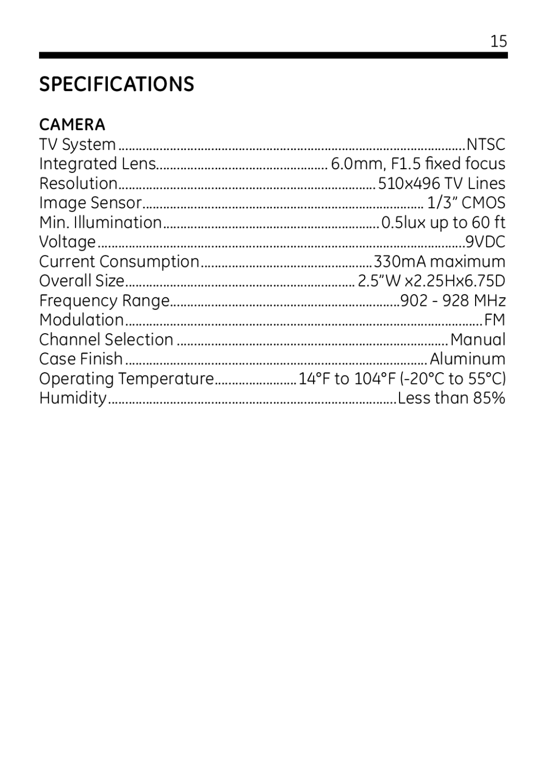 Jasco 45245 user manual Camera 