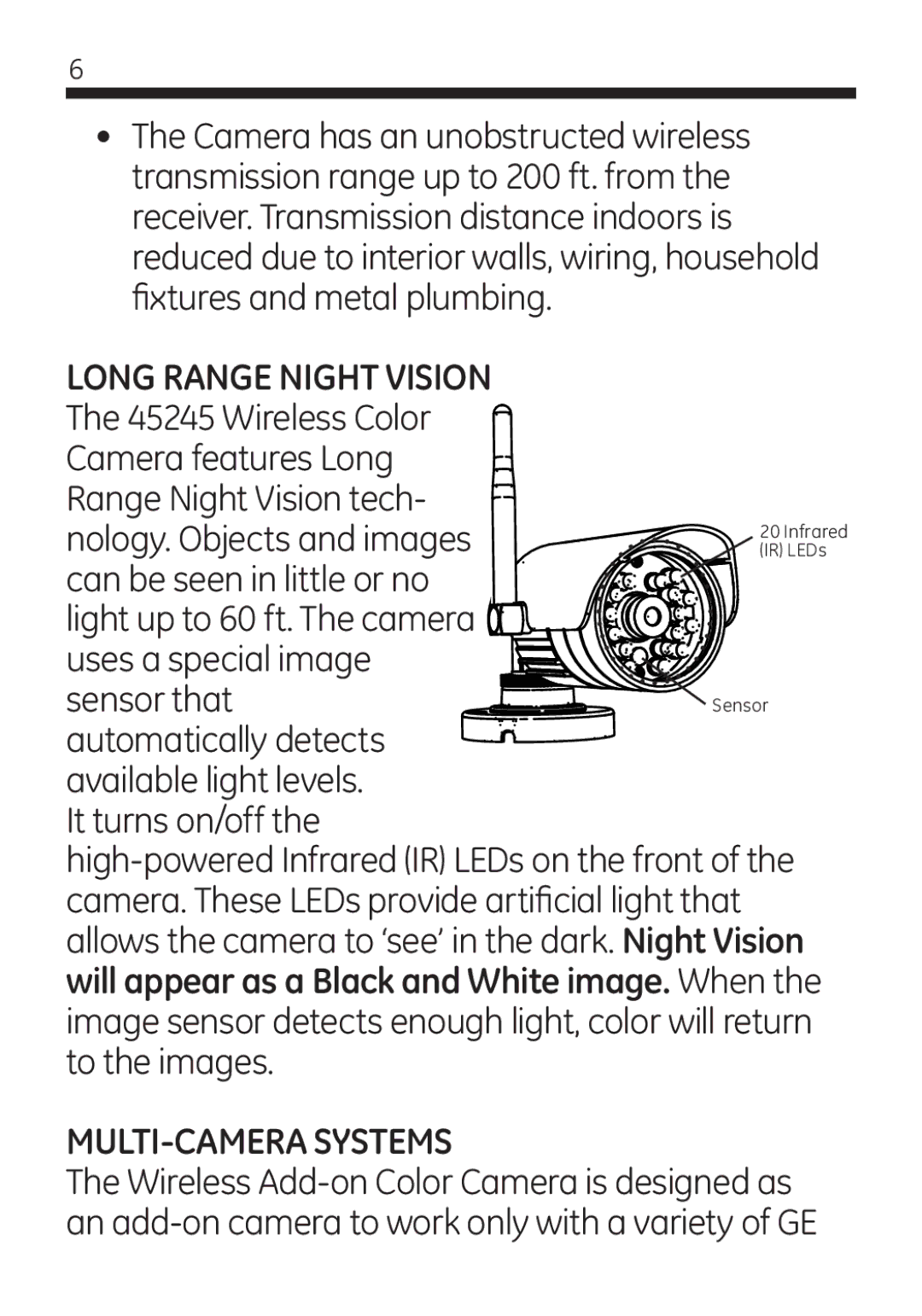 Jasco 45245 user manual LOng Range Night Vision, MULTI-CAMERA Systems 