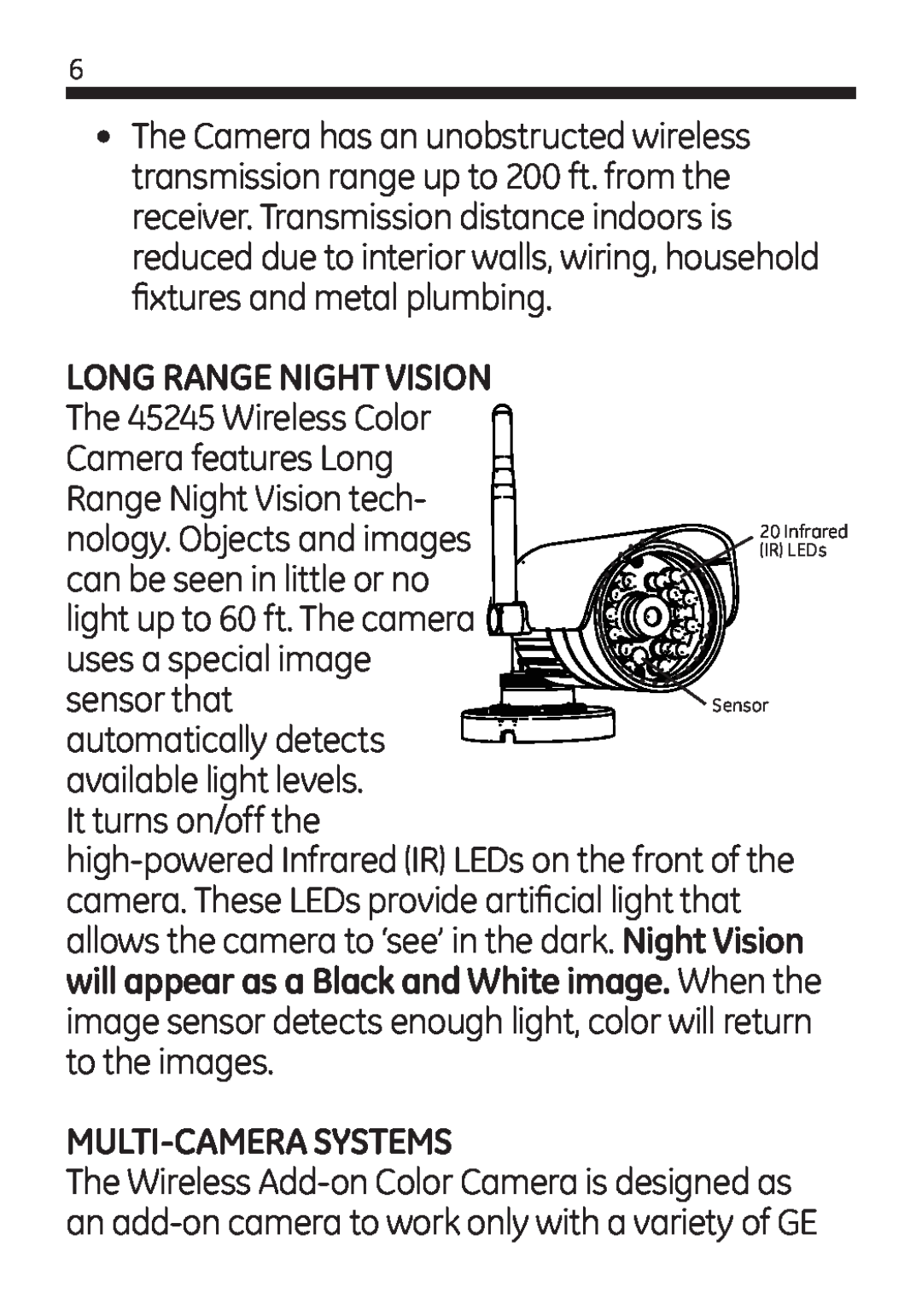 Jasco 45245 user manual LOng Range Night Vision, Multi-Camerasystems 