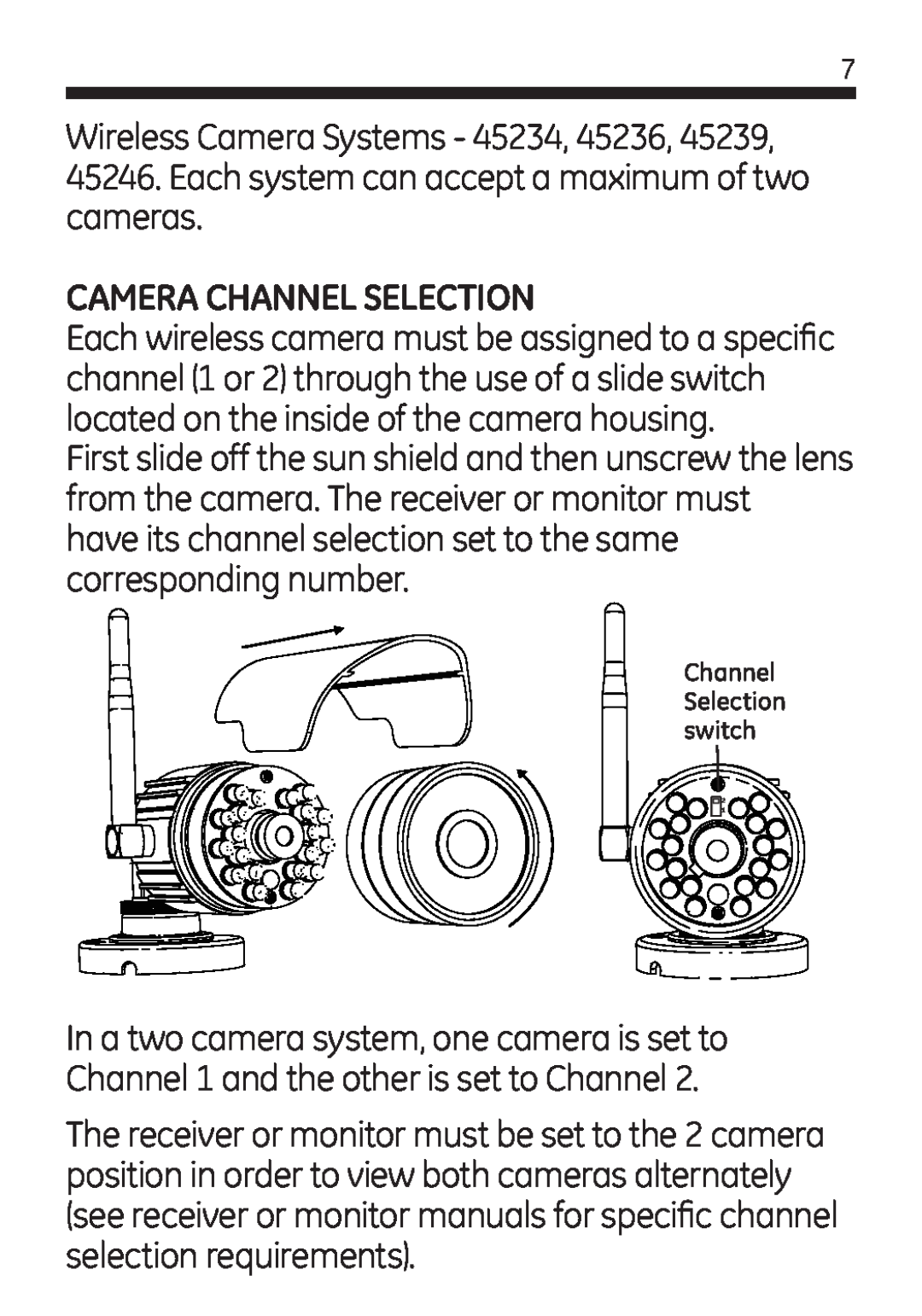 Jasco 45245 user manual Camera Channel Selection 
