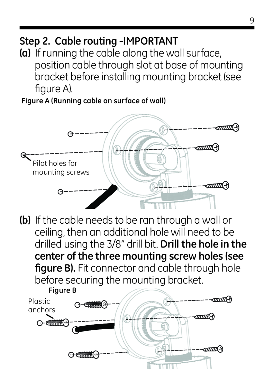 Jasco 45245 user manual Cable routing -IMPORTANT, figure A, before securing the mounting bracket 