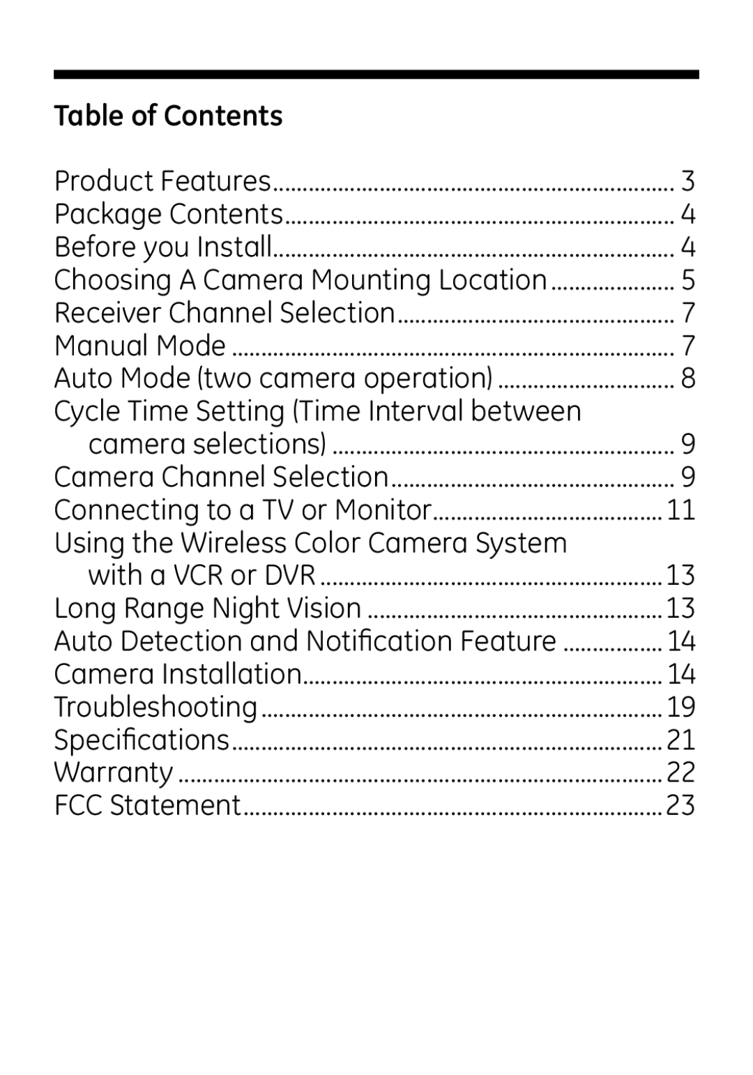 Jasco 45246 user manual Table of Contents 