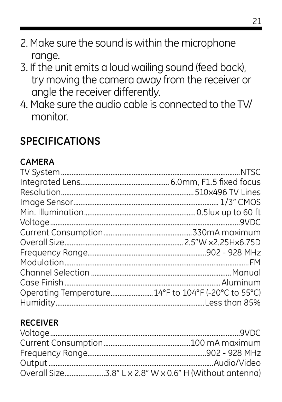 Jasco 45246 user manual Camera 