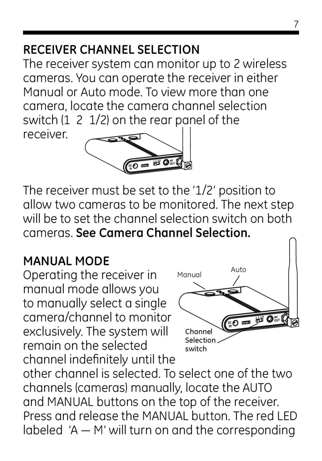 Jasco 45246 user manual Receiver Channel Selection, Manual Mode, Operating the receiver, Remain on the selected 