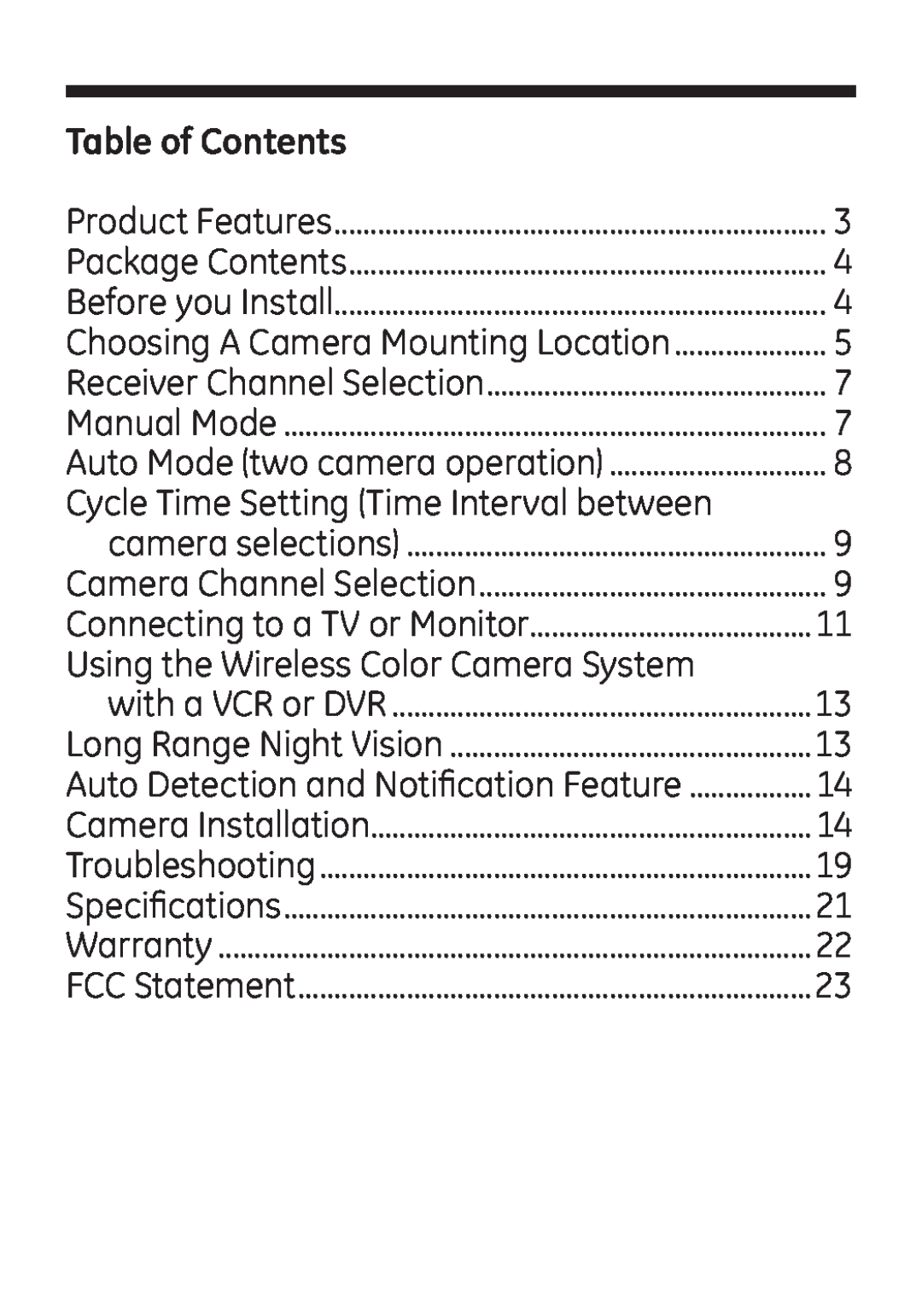 Jasco 45246 user manual Table of Contents 