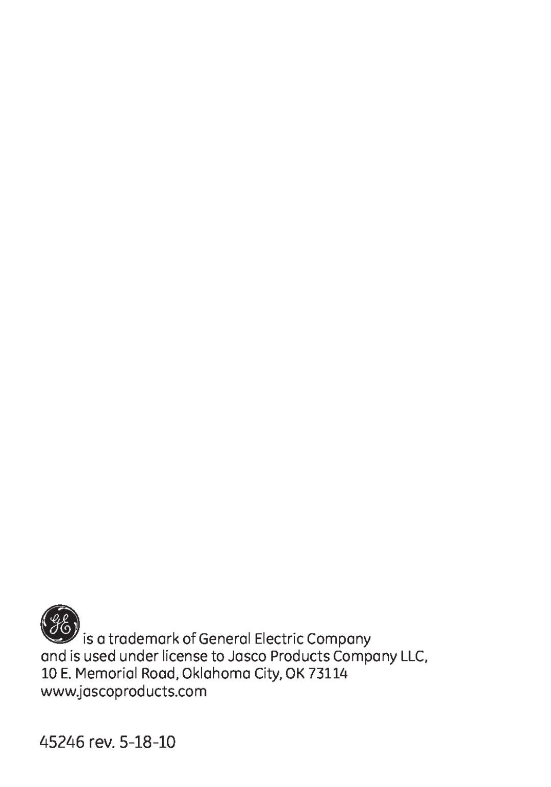 Jasco user manual 45246 rev, is a trademark of General Electric Company 