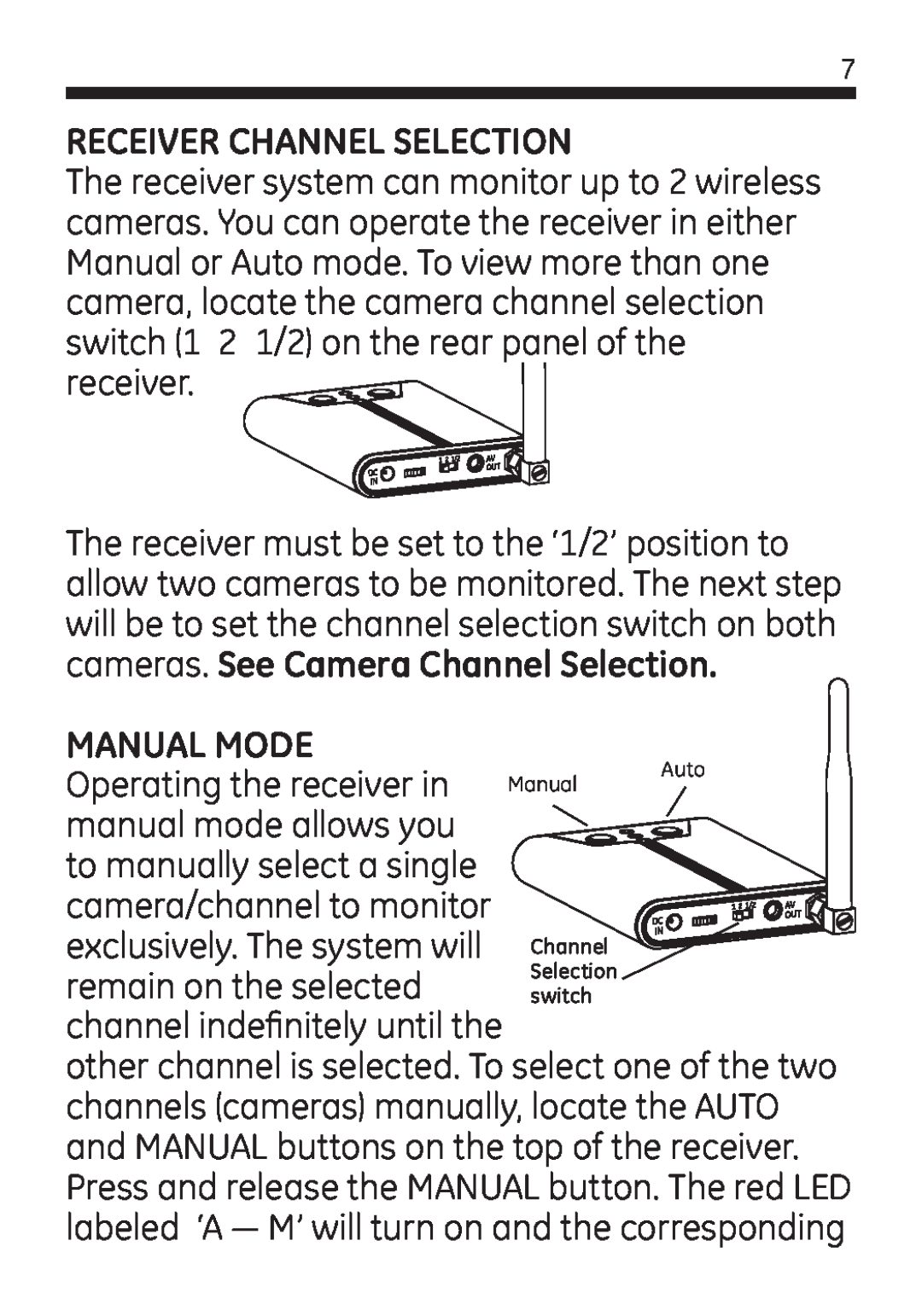 Jasco 45246 user manual Receiver Channel Selection, Manual Mode 