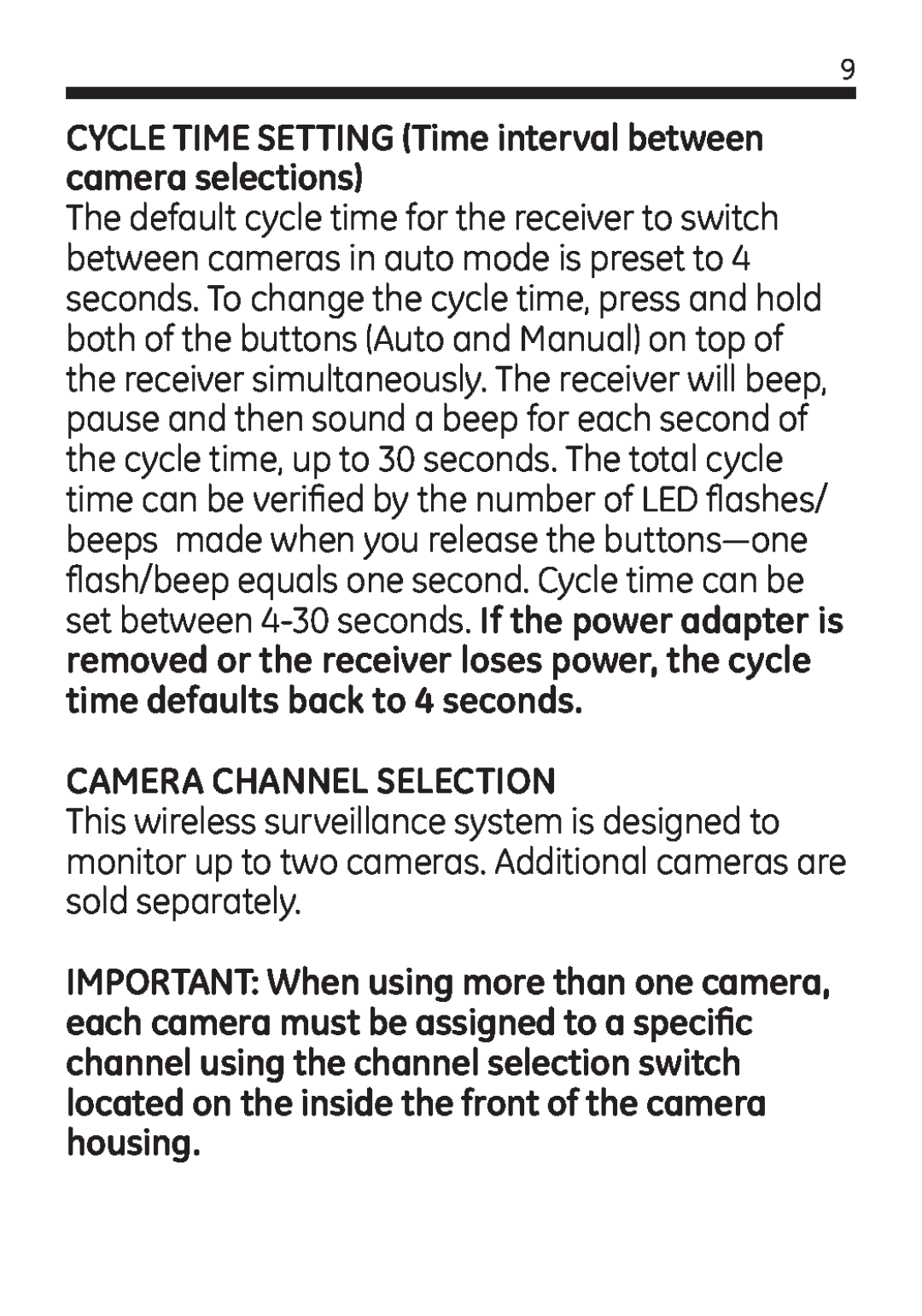 Jasco 45246 user manual Camera Channel Selection 