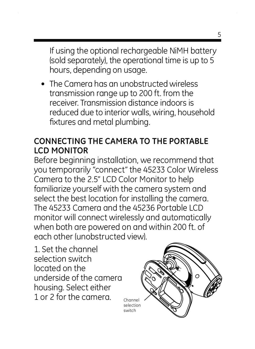 Jasco 45261 user manual Connecting the Camera to the Portable LCD Monitor 