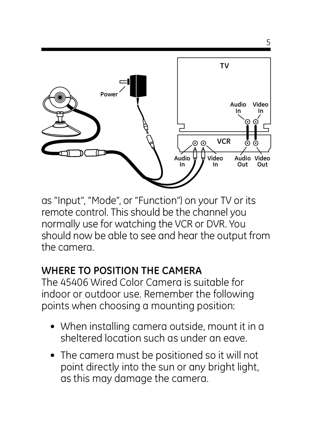 Jasco 45406 user manual Where to Position the Camera 