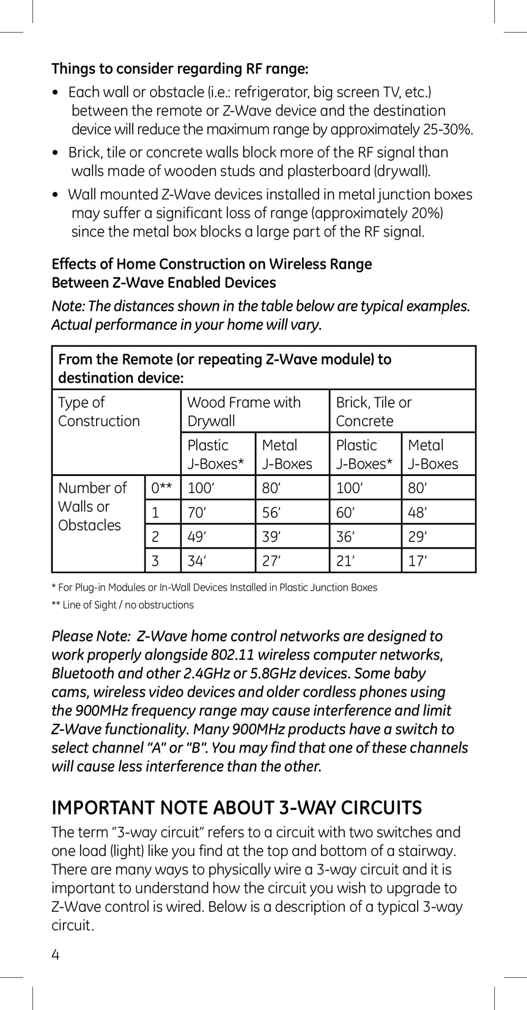 Jasco 45609 manual Important Note about 3-WAY Circuits, Things to consider regarding RF range 