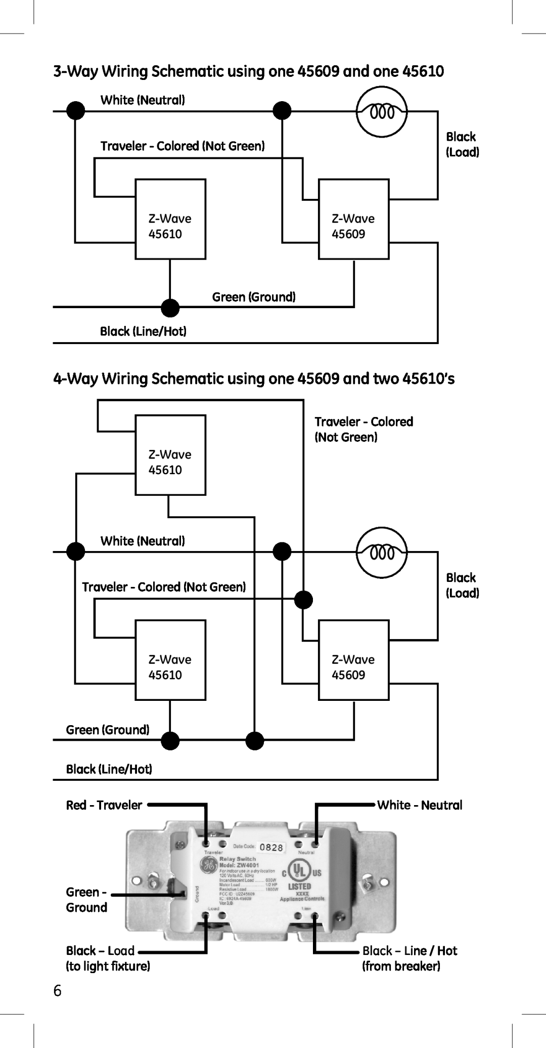 Jasco manual WayWiring Schematic using one 45609 and one 