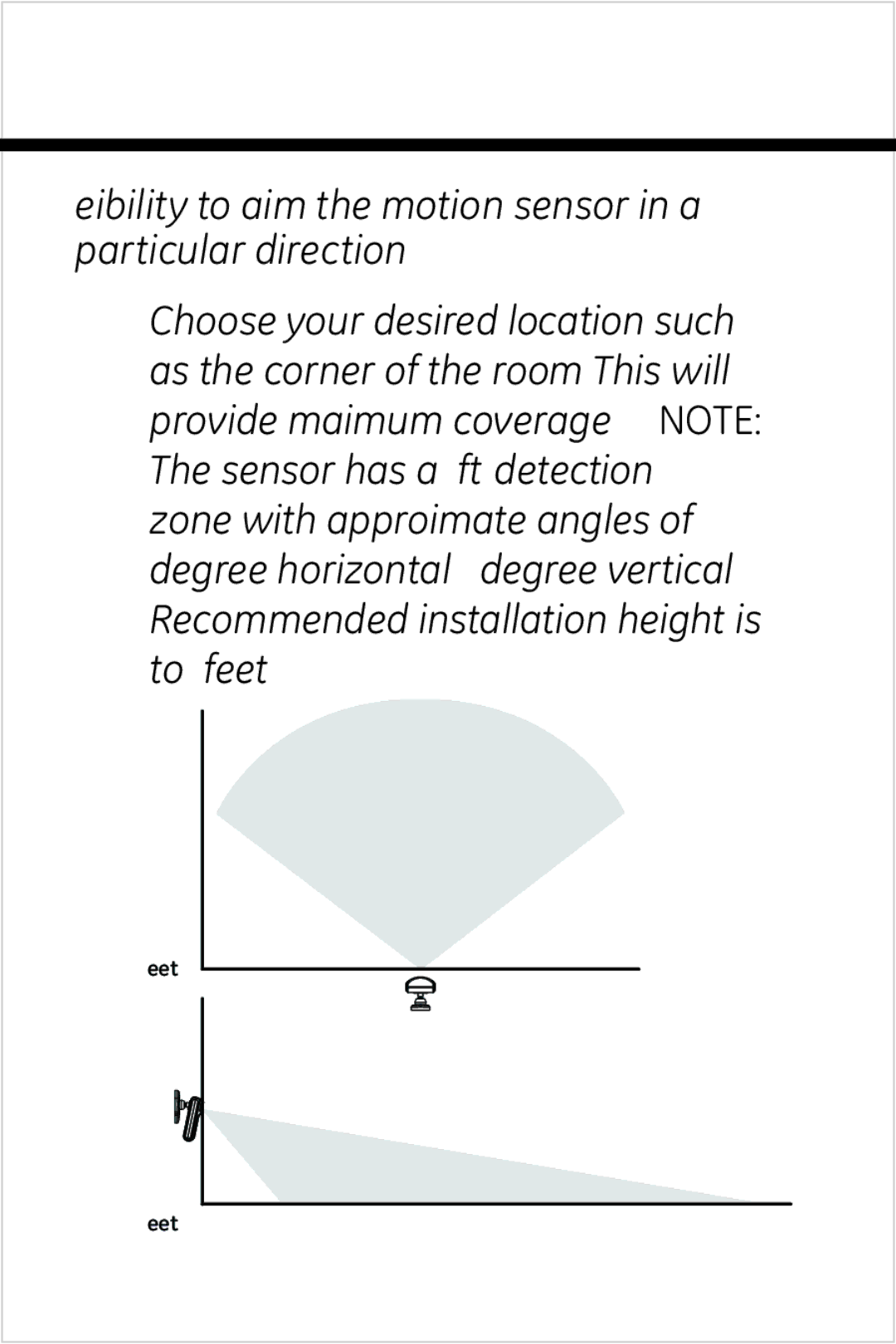 Jasco 51209 user manual Feet 110˚ 70˚ 