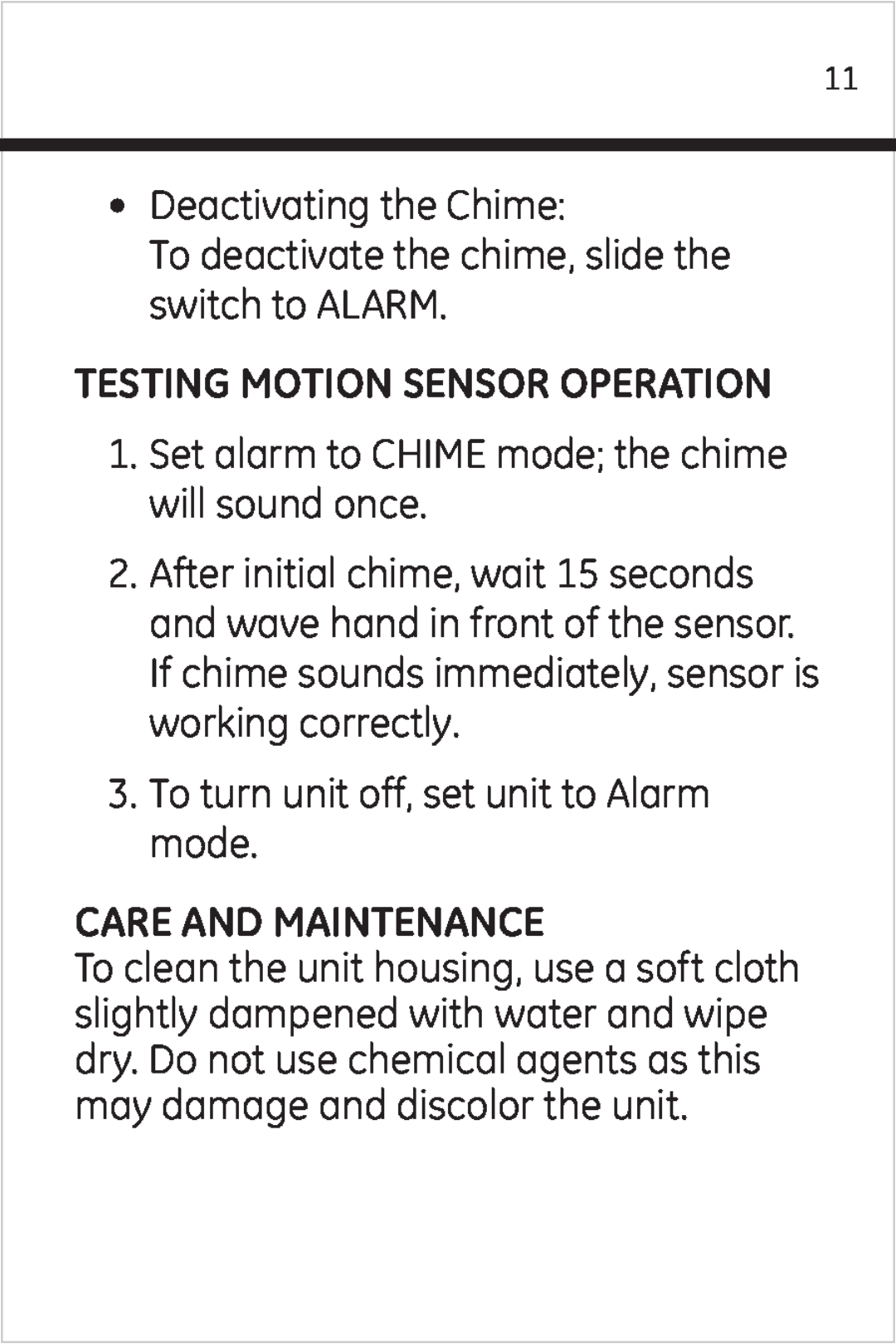 Jasco 51209 user manual Testing Motion Sensor Operation, Care And Maintenance 