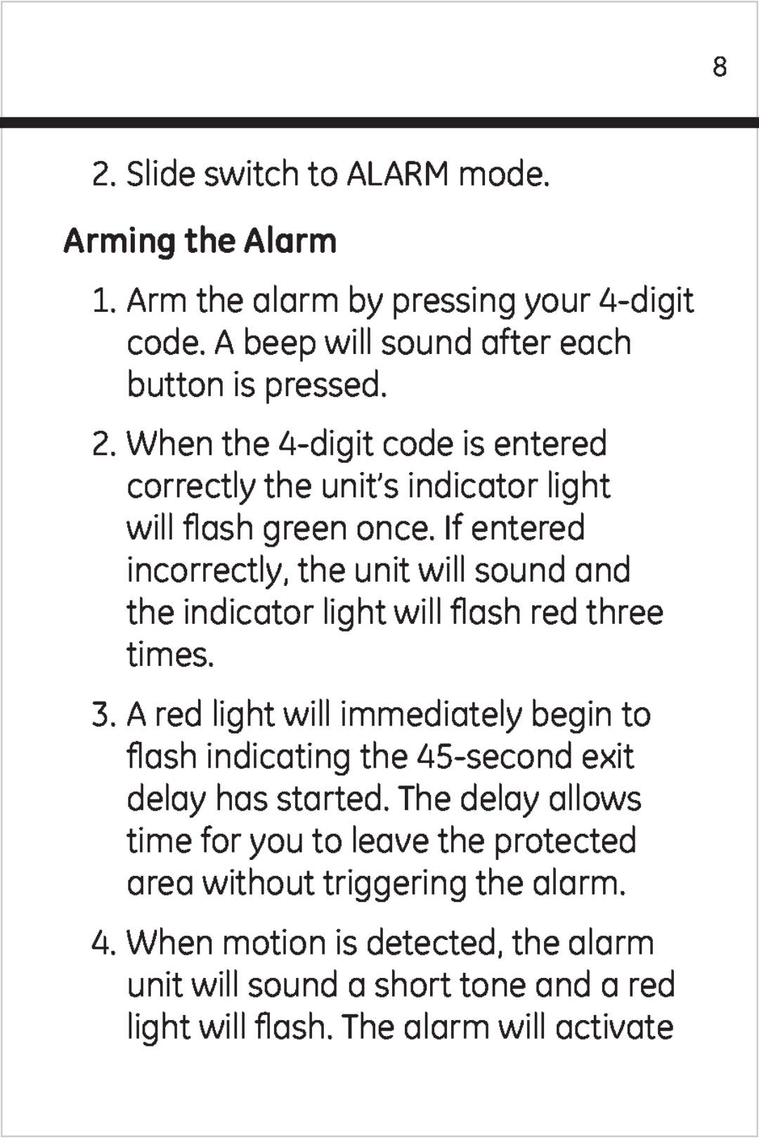Jasco 51209 user manual Arming the Alarm 