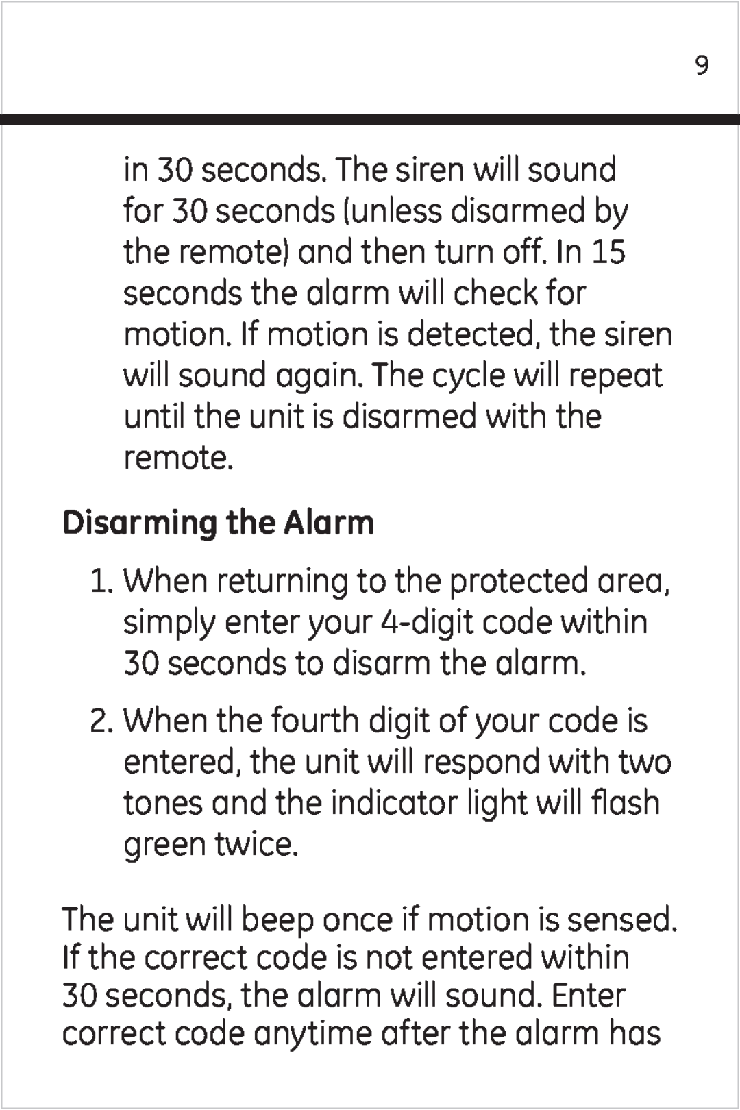 Jasco 51209 user manual Disarming the Alarm 
