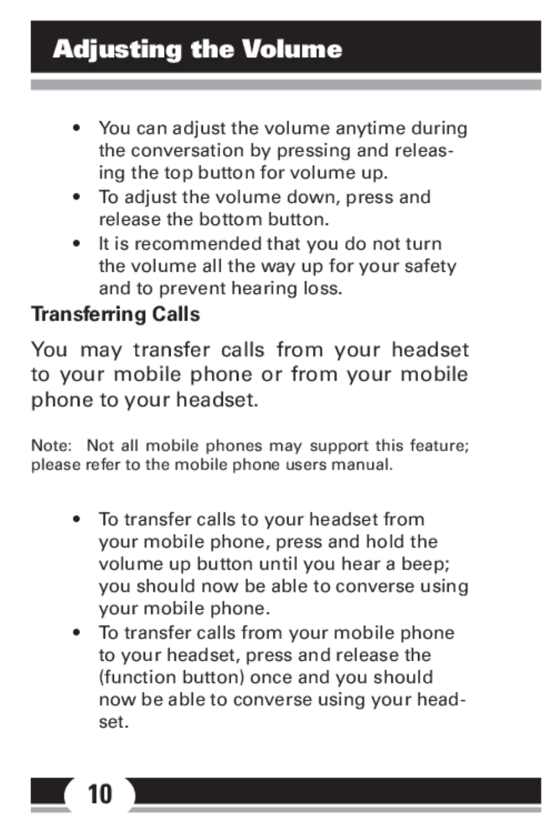 Jasco 86712 manual Adjusting the Volume, Transferring Calls 