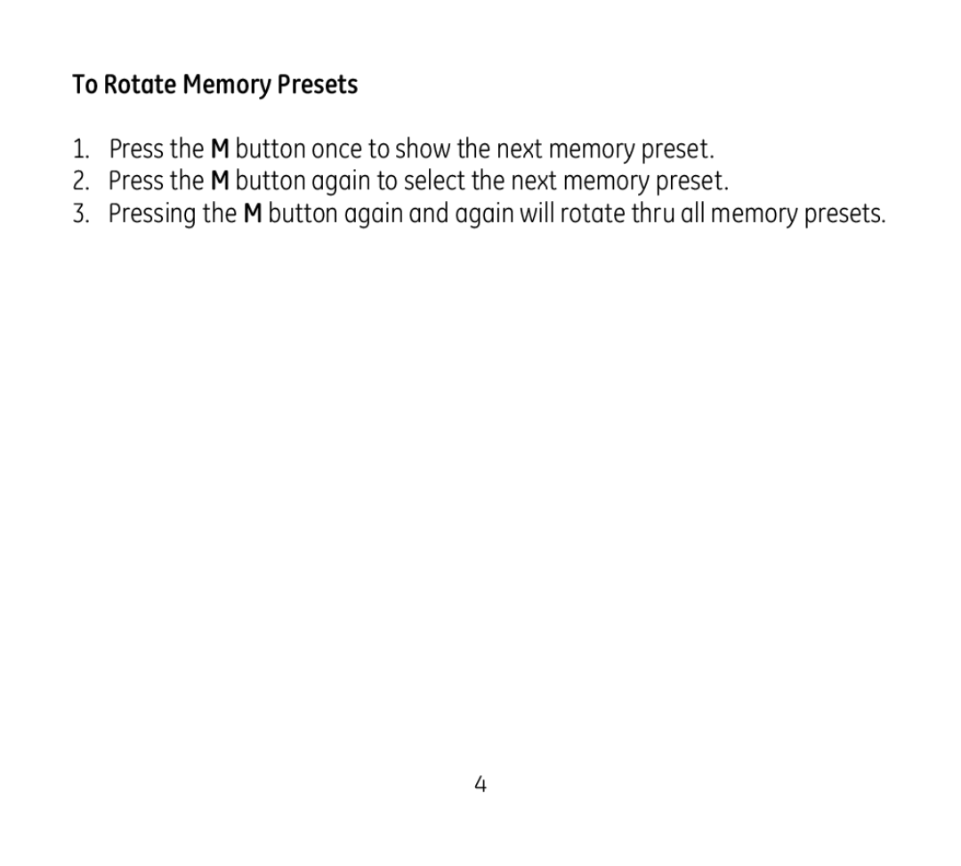 Jasco 97651 manual To Rotate Memory Presets 