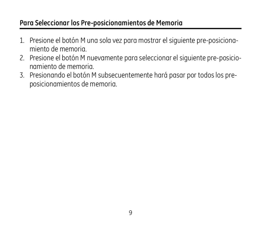 Jasco 97651 manual Para Seleccionar los Pre-posicionamientos de Memoria 