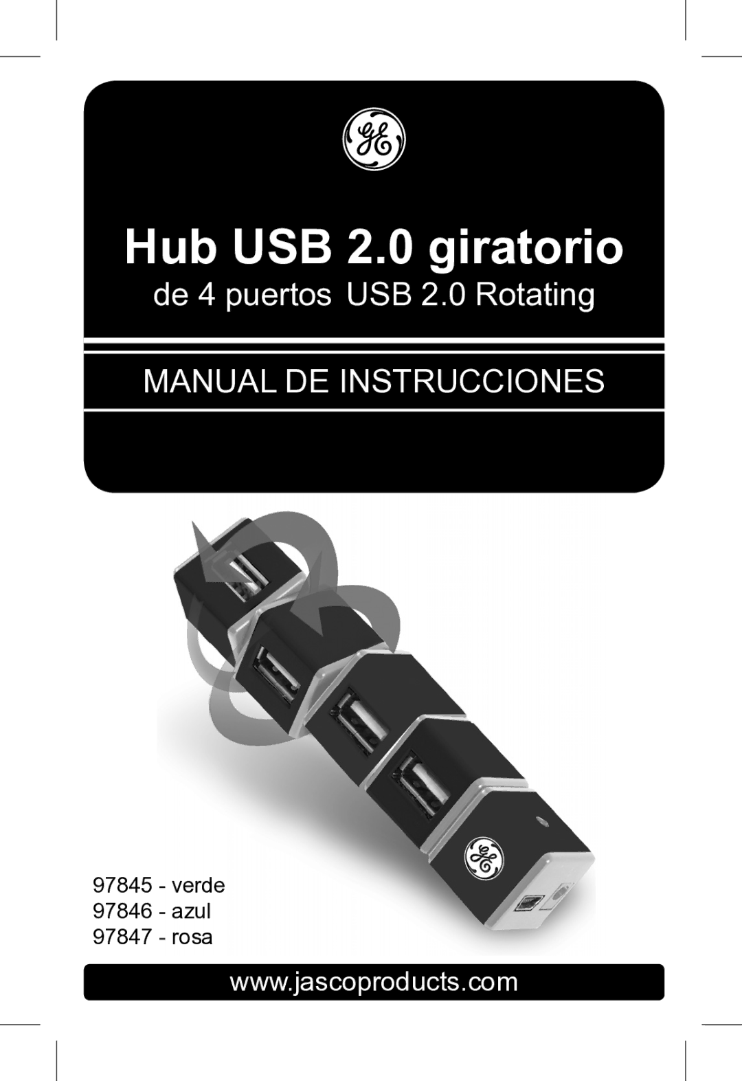 Jasco 97847, 97846, 97845 instruction manual Hub USB 2.0 giratorio 