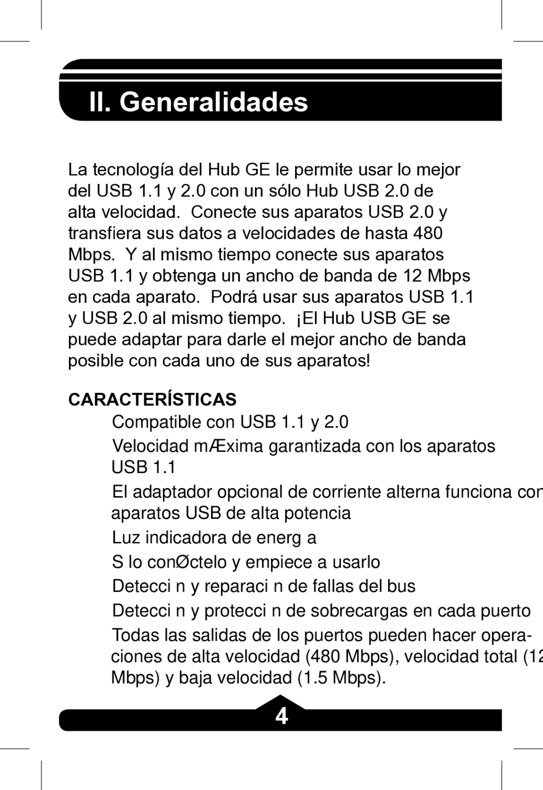 Jasco 97845, 97846, 97847 instruction manual II. Generalidades, Características 