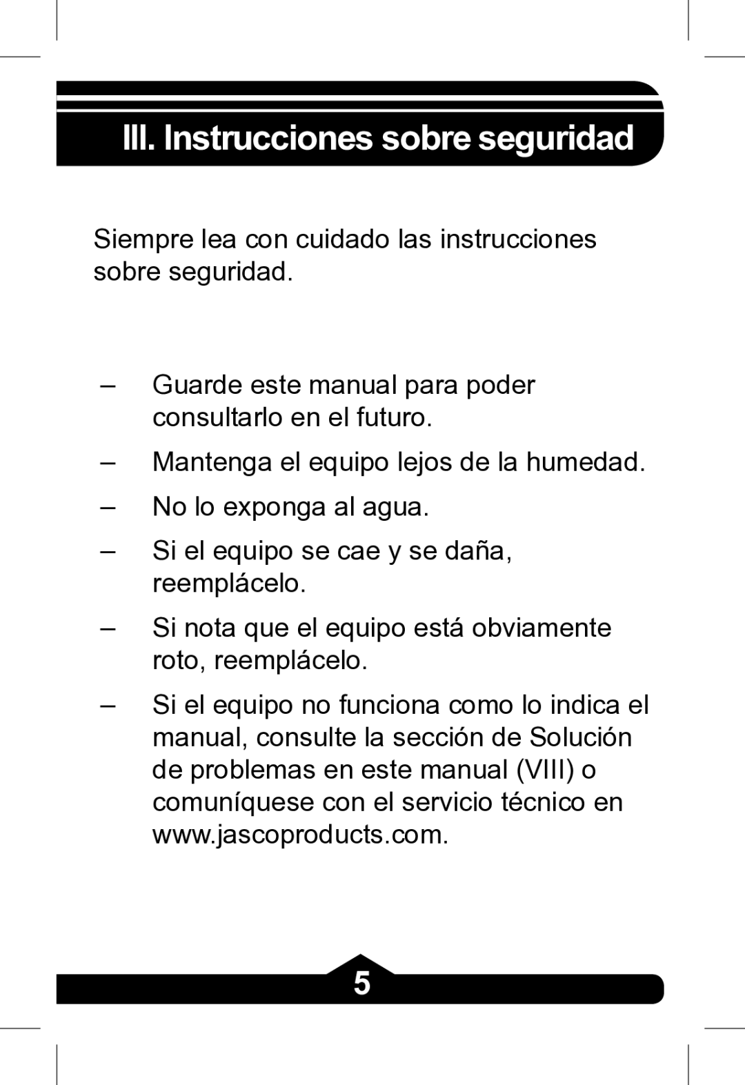 Jasco 97846, 97845, 97847 instruction manual III. Instrucciones sobre seguridad 