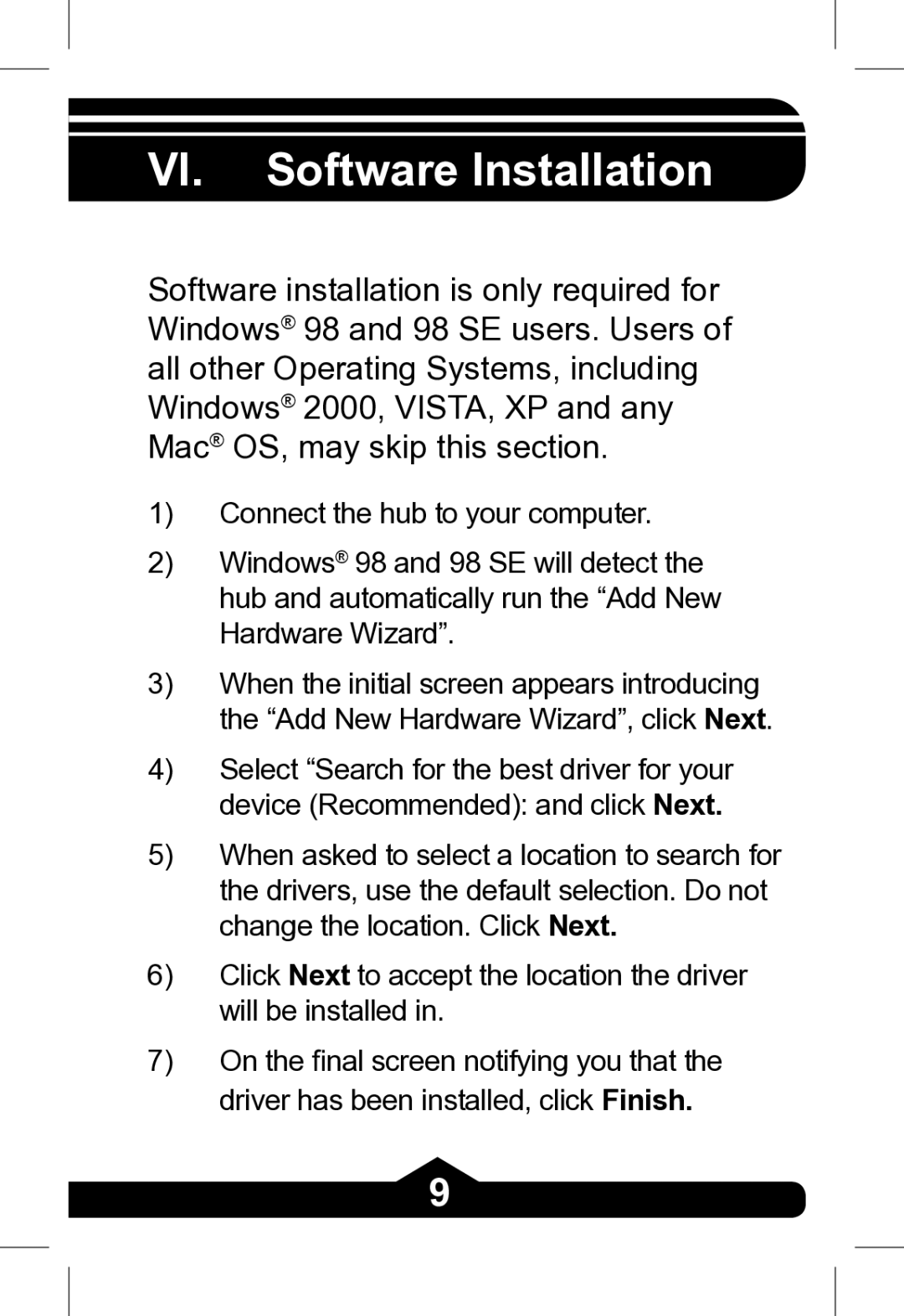 Jasco 97846, 97845, 97847 instruction manual VI. Software Installation 