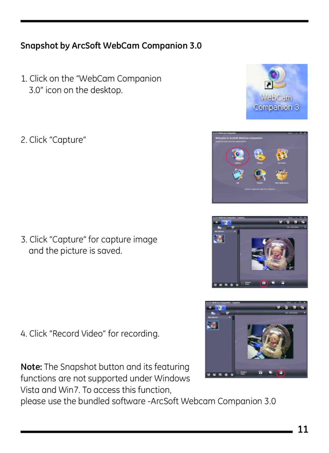 Jasco 98003 user manual Snapshot by ArcSoft WebCam Companion 