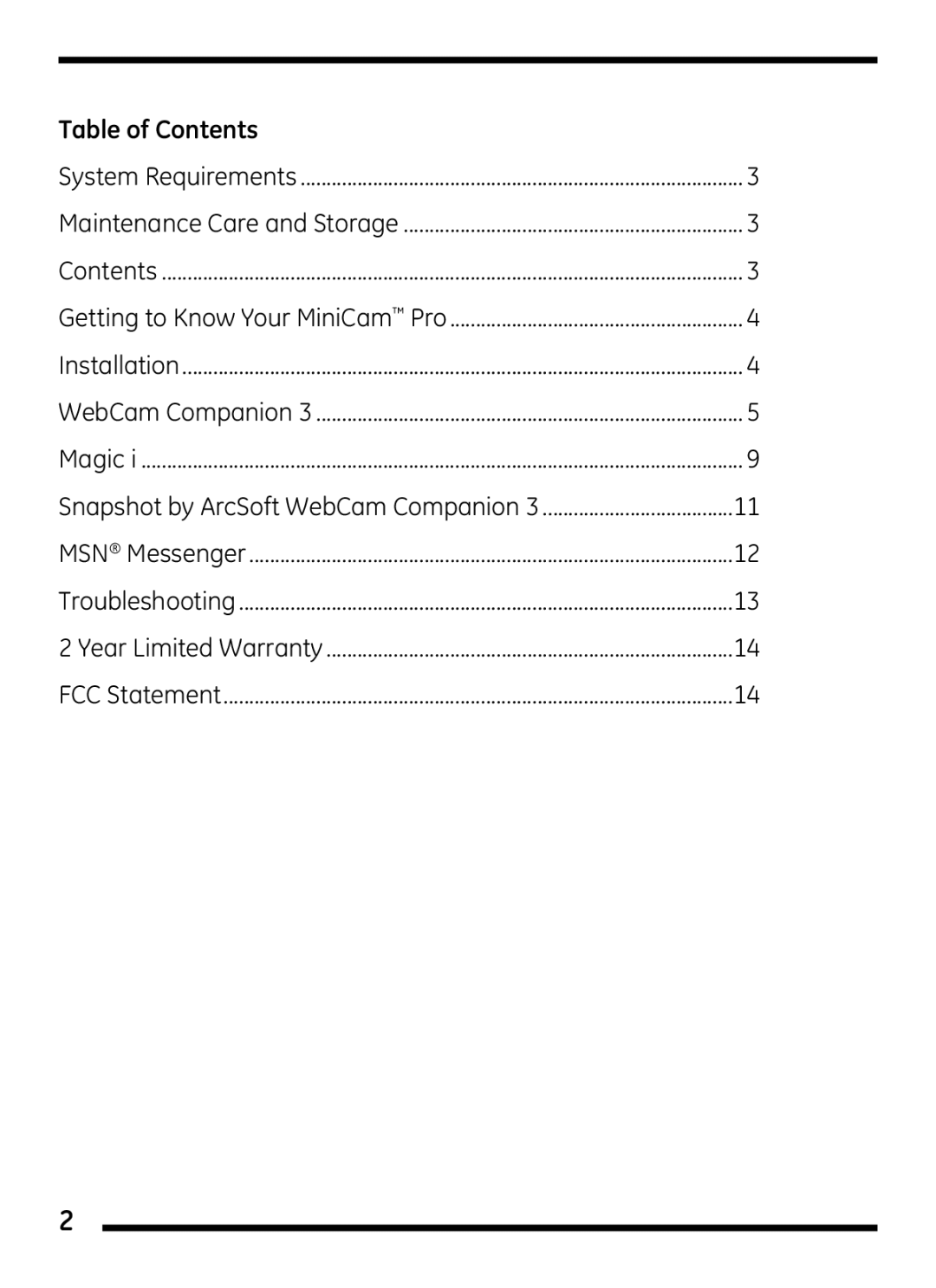 Jasco 98003 user manual Table of Contents 