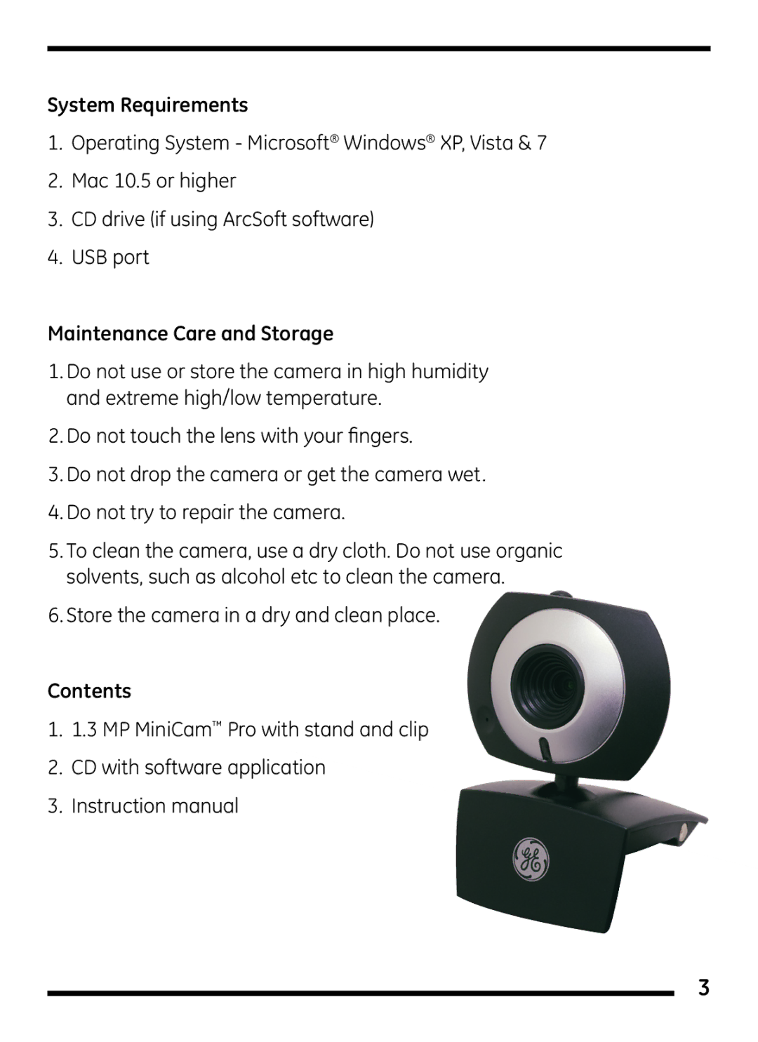 Jasco 98003 user manual System Requirements, Maintenance Care and Storage, Contents 