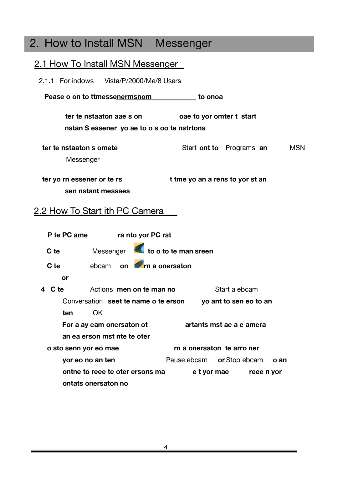 Jasco 98064 instruction manual How to Install MSN Messenger, How To Install MSN Messenger, How To Start With PC Camera 