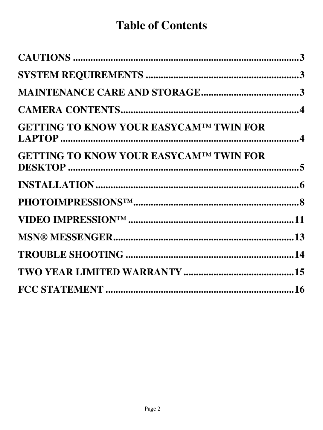 Jasco 98068 user manual Table of Contents 