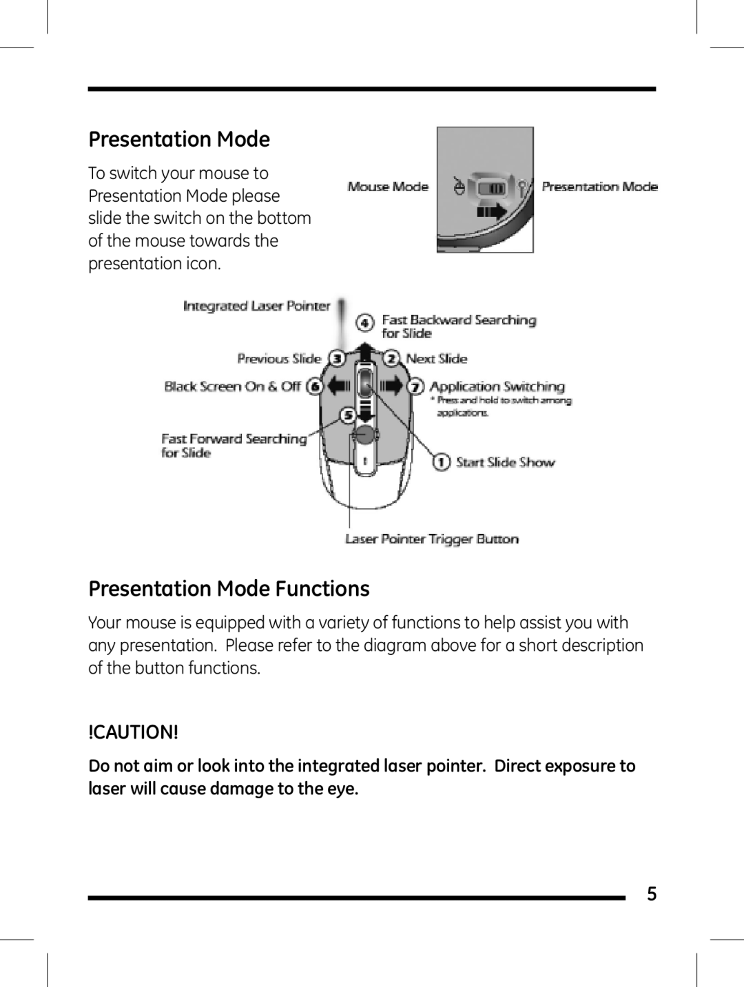 Jasco 98505 instruction manual Presentation Mode Functions 