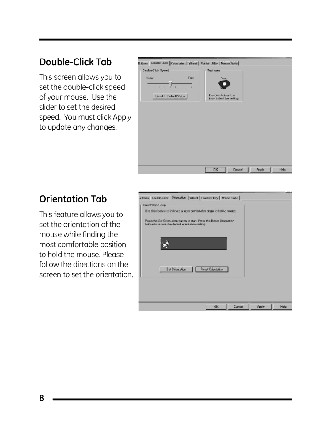 Jasco 98505 instruction manual Double-Click Tab, Orientation Tab 