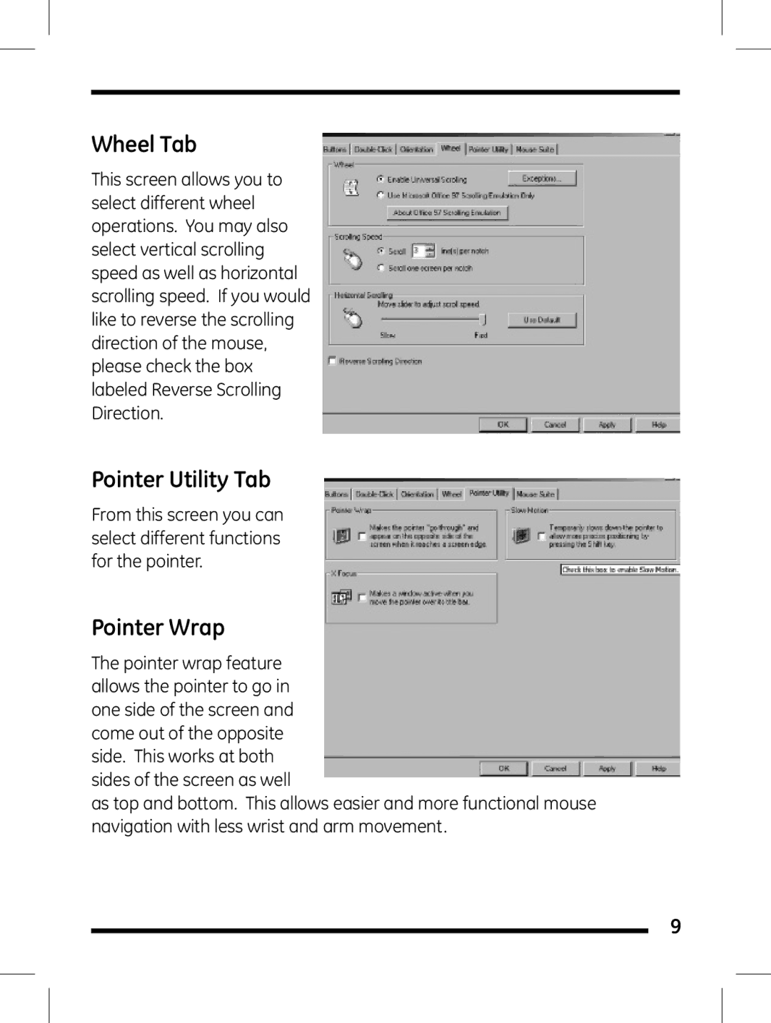 Jasco 98505 instruction manual Wheel Tab, Pointer Utility Tab, Pointer Wrap 