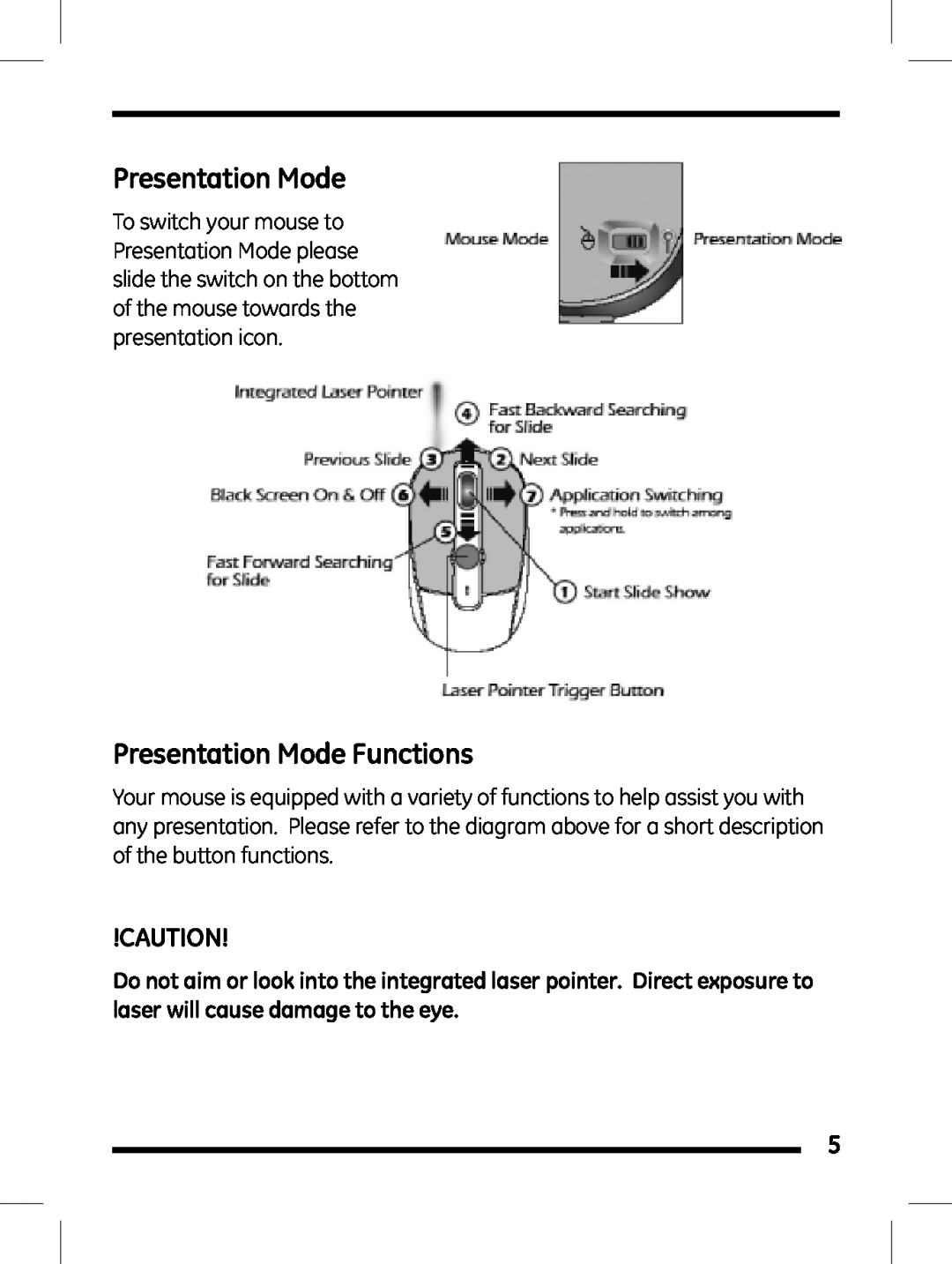 Jasco 98505 instruction manual Presentation Mode Functions 