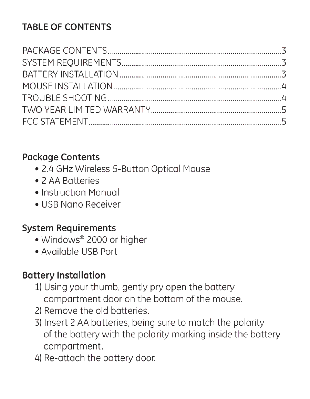 Jasco 98543 instruction manual Table of Contents 