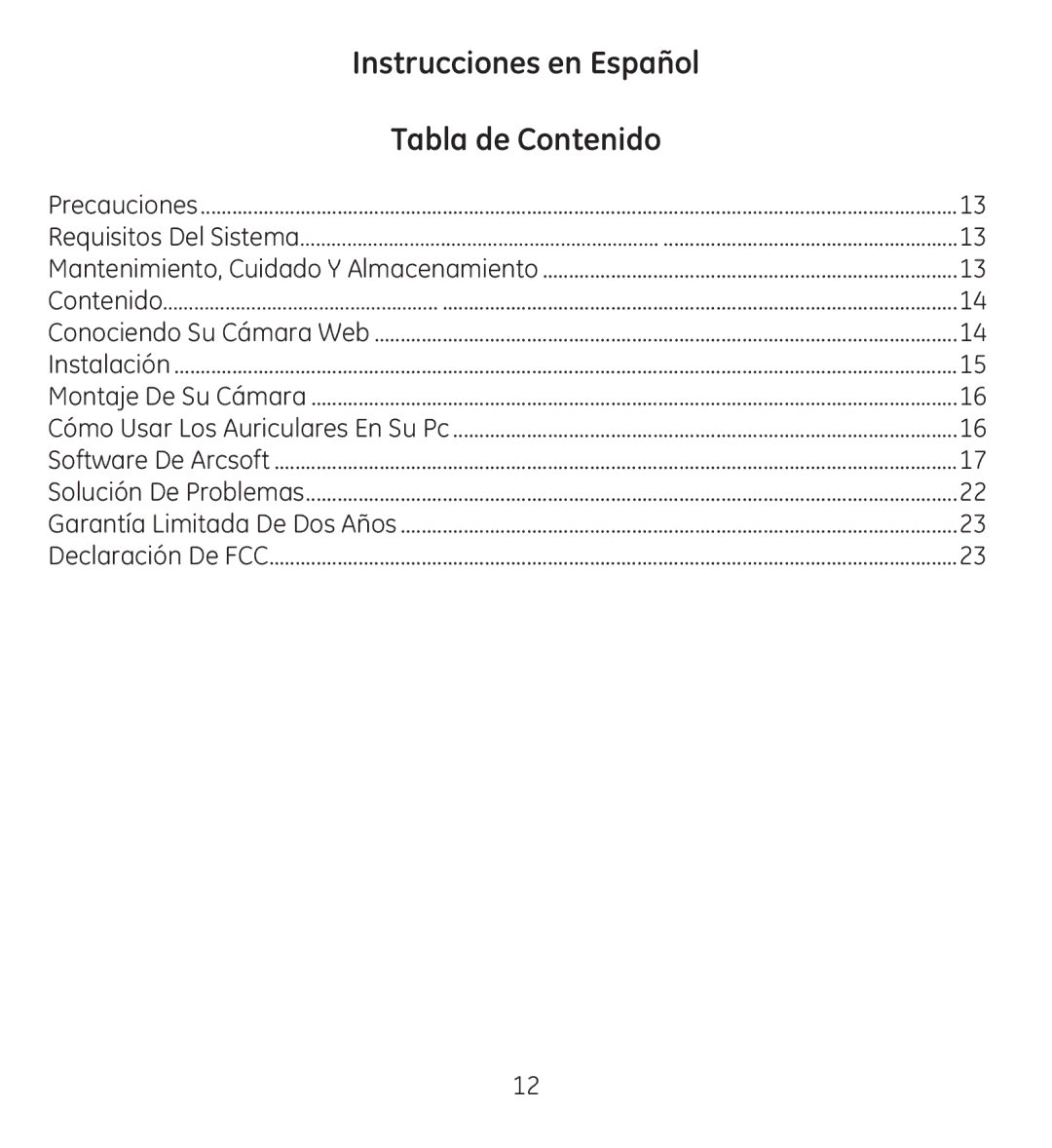 Jasco 98650-3 manual Instrucciones en Español Tabla de Contenido, Mantenimiento, Cuidado Y Almacenamiento 