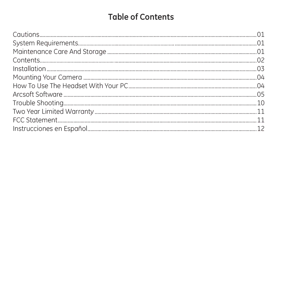 Jasco 98650-3 manual Table of Contents 