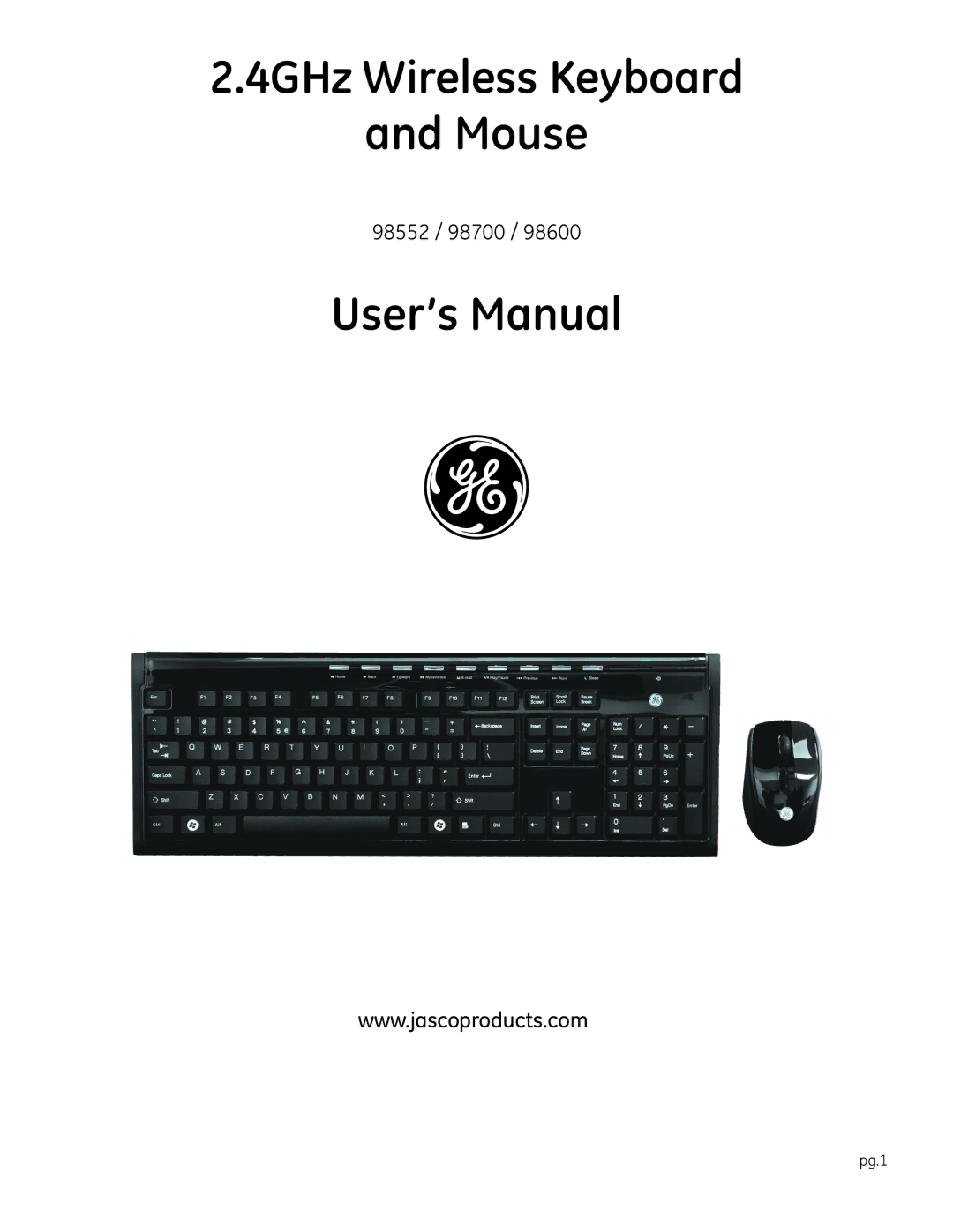 Jasco 98600, 98700, 98552 user manual 4GHz Wireless Keyboard Mouse 