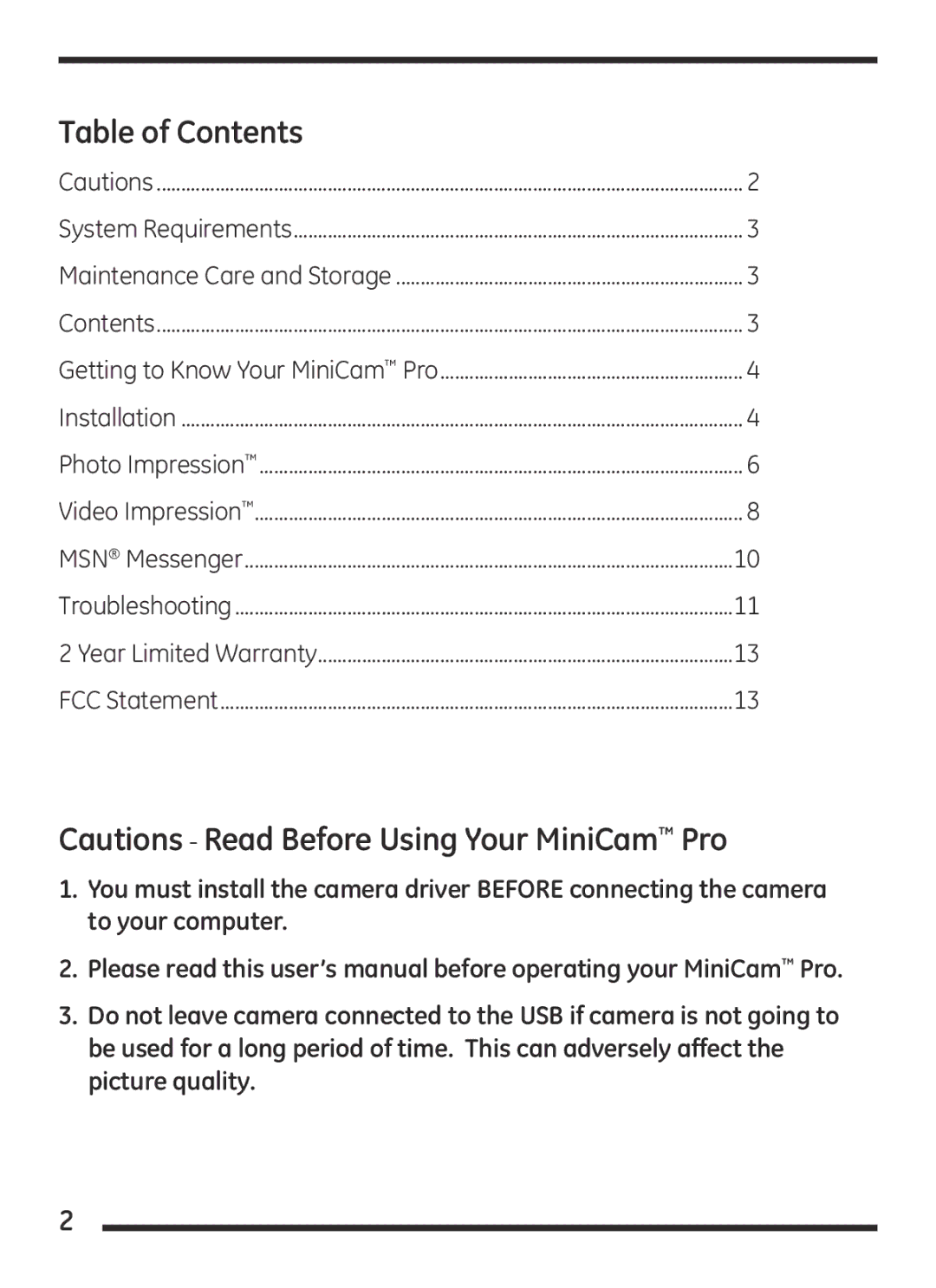 Jasco 98067, 98756, 98046 user manual Table of Contents 