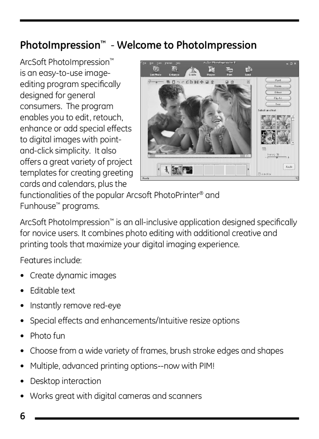 Jasco 98756, 98046, 98067 user manual PhotoImpression Welcome to PhotoImpression 