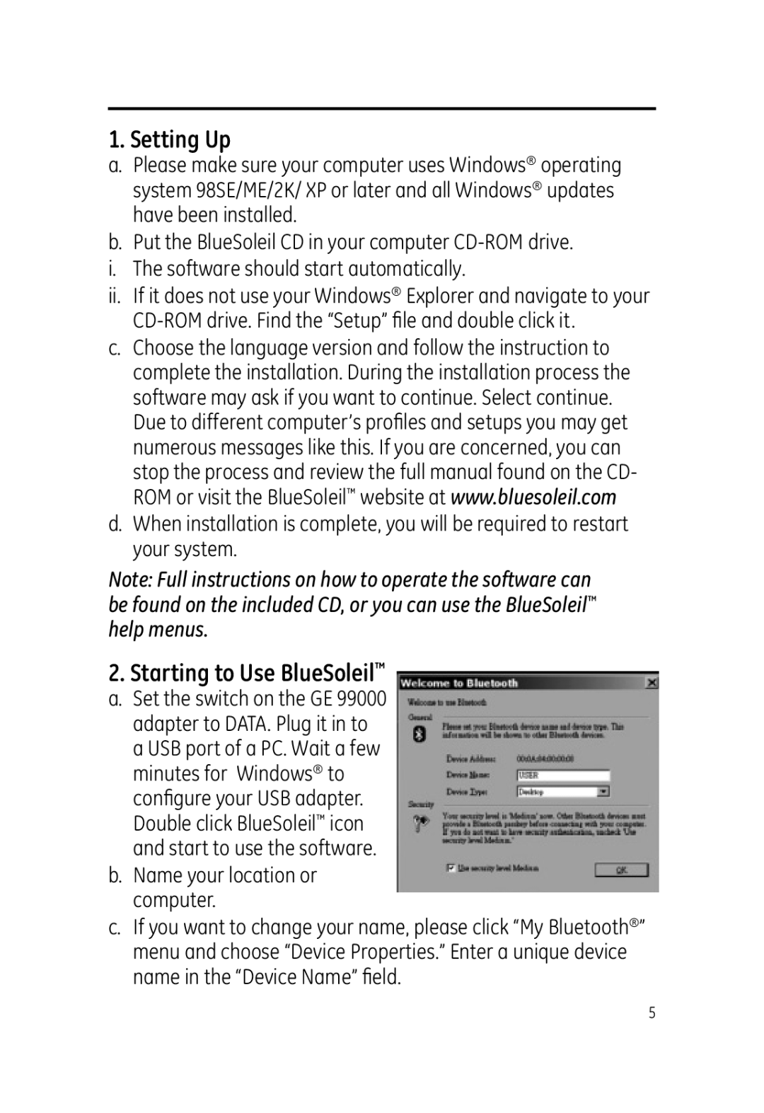 Jasco 99000 user manual Setting Up, Name your location or computer 