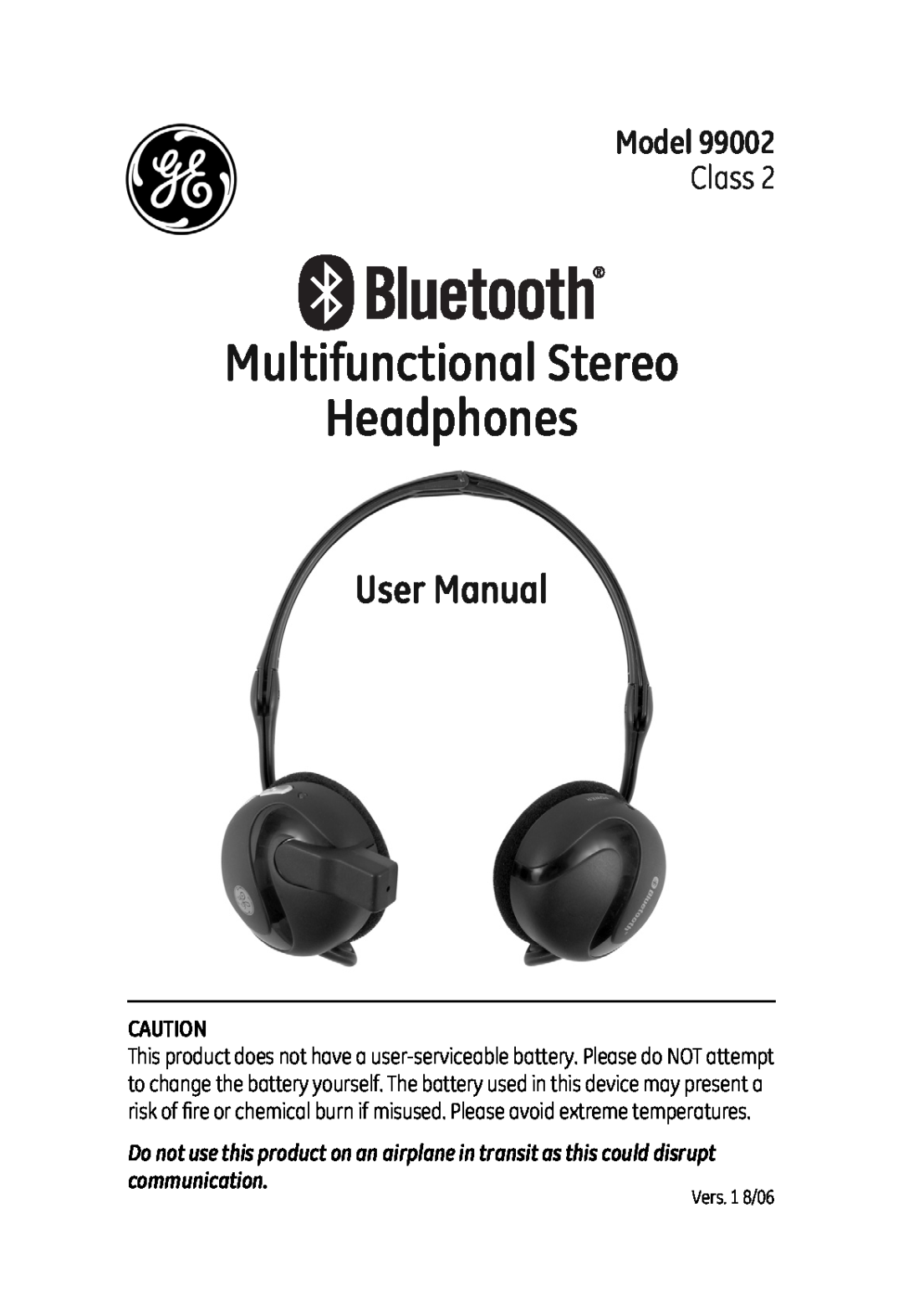 Jasco 99002 user manual Multifunctional Stereo Headphones, Model, Class 