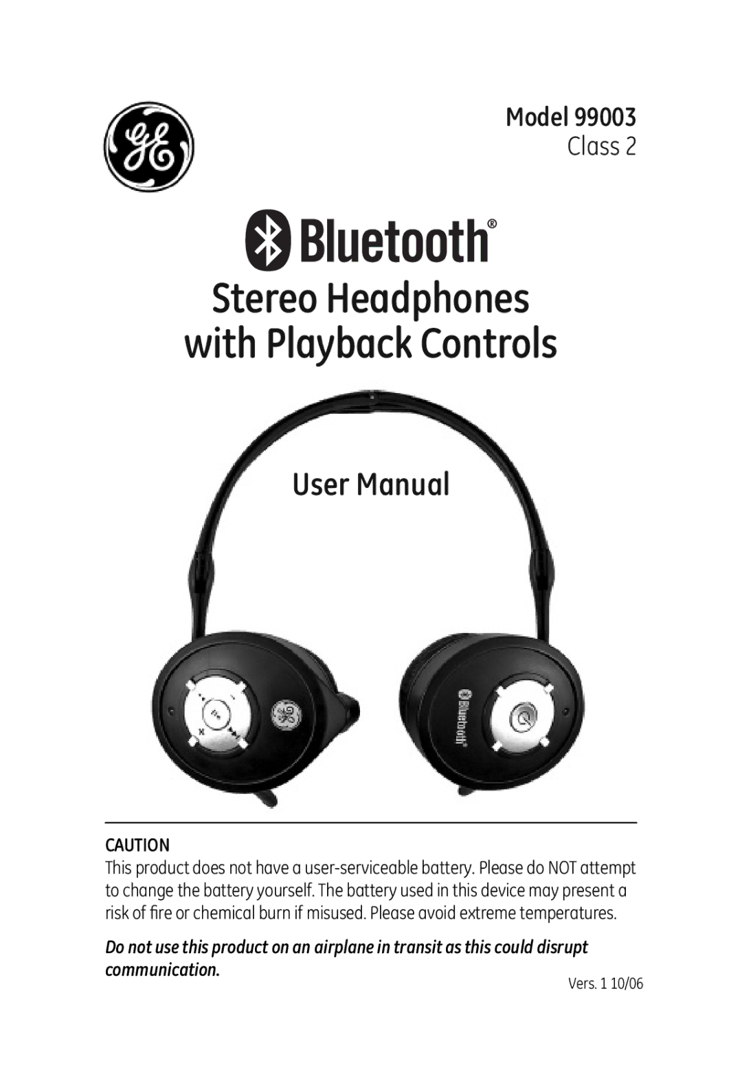 Jasco 99003 user manual Stereo Headphones With Playback Controls 