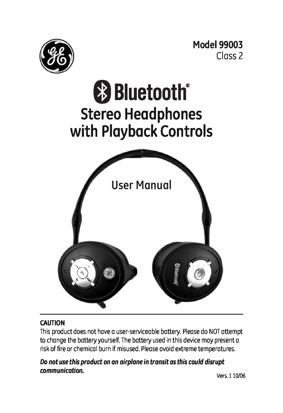 Jasco 99003 user manual Stereo Headphones with Playback Controls, Model, Class 